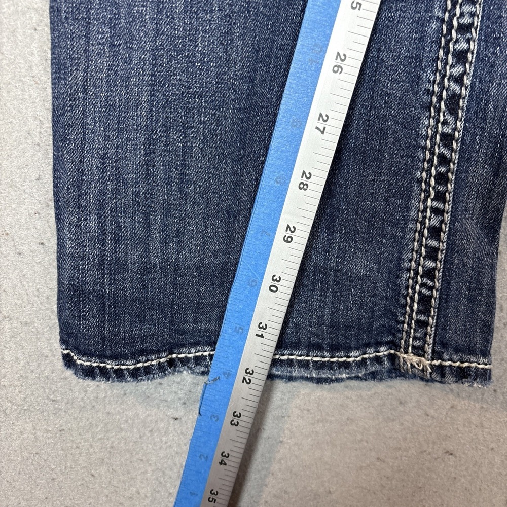 Silver Jeans Co Suki Flap 17" Denim Blue Jeans 34/33 Embroidered Sequins - Picture 8 of 12